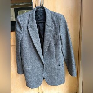 Nili Lotan Gray Wool Blazer - Diane, black & white herringbone.